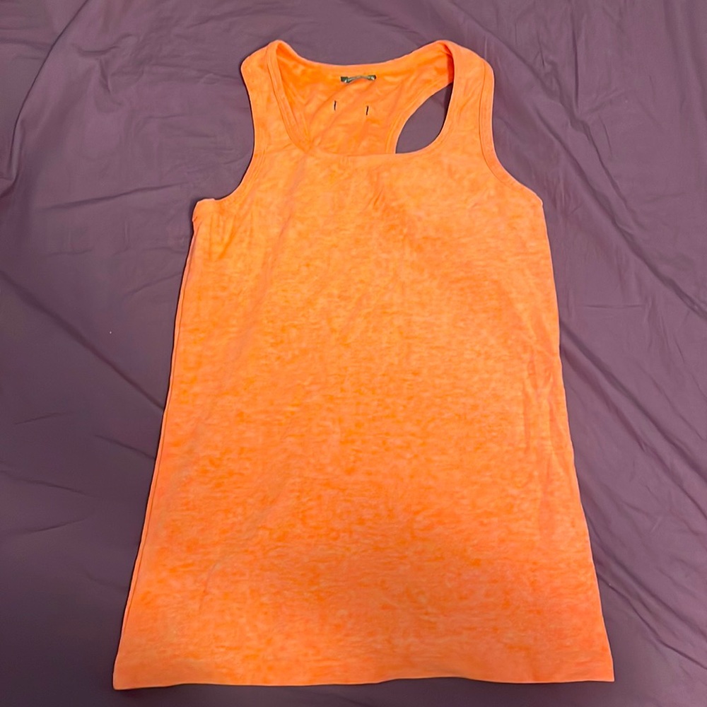 Oiselle lux long tank, crackle/white (orange), 4
